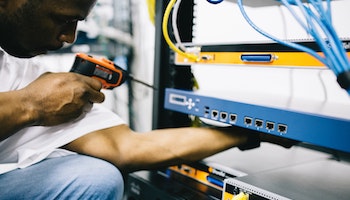 Technician setting up network